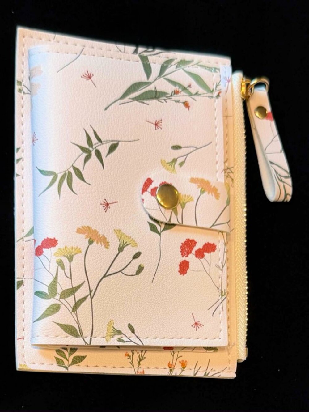 Ultra-Thin Floral Wallet w/ Zipper & Snap Closer NEW